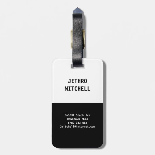 Étiquette À Bagage MINE noir et blanc (Dos Vertical)