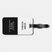 Étiquette À Bagage MINE noir et blanc (Dos horizontal)