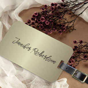 Étiquette À Bagage Mini Métallo Or Moderne Chic Design Script