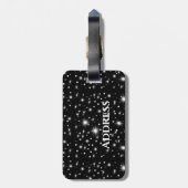 Étiquette À Bagage Mini noir blanc pinède nuit étoiles ciel (Dos Vertical)