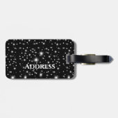 Étiquette À Bagage Mini noir blanc pinède nuit étoiles ciel (Dos horizontal)