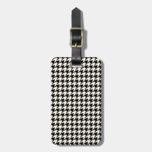 Étiquette À Bagage Mini noir et crème de motif de pied-de-poule
