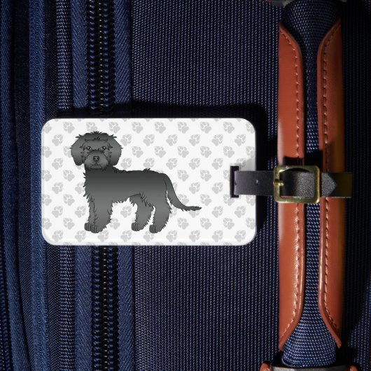 Étiquette À Bagage Mini noir Goldendoodle chien de dessin (Insitu Rectoal 4)