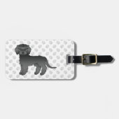 Étiquette À Bagage Mini noir Goldendoodle chien de dessin (Devant horizontal)