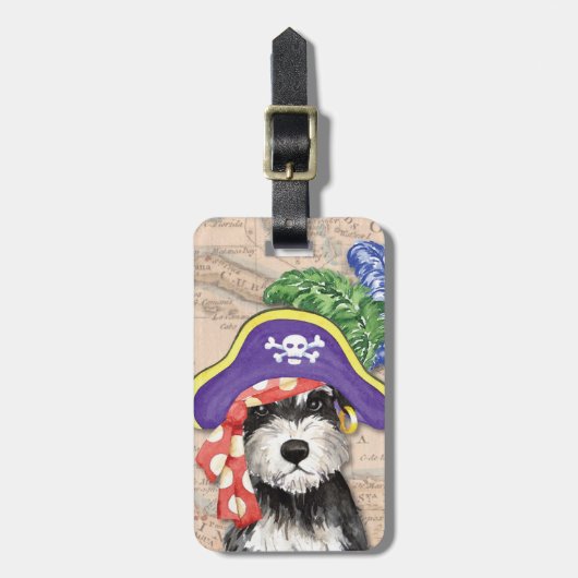Étiquette À Bagage Miniature Schnauzer Pirate (Devant Vertical)