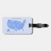Étiquette À Bagage Minimal Blue United States Map Illustration (Dos horizontal)