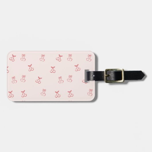Étiquette À Bagage Minimalisme de contour de cerise (Devant horizontal)