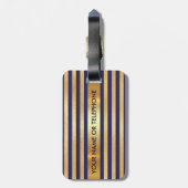 Étiquette À Bagage Minimalisme des rayures marines dorées personnalis (Dos Vertical)