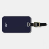 Étiquette À Bagage Minimalist Black & White “Mr” Modern Travel (Devant horizontal)