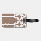 Étiquette À Bagage Minimalist Gothic Window Calligraphy Mocha Brown (Dos horizontal)