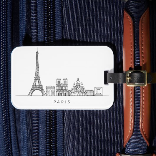 Étiquette À Bagage Minimalist Paris Skyline Line Art (Insitu Rectoal 4)