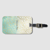 Étiquette À Bagage Mint Aquarelle Ombre Glam Or Leopard (Devant Horizontal)