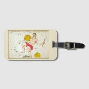 Étiquette À Bagage Miroir de l'Uranie, Vintage constellation Aquarius