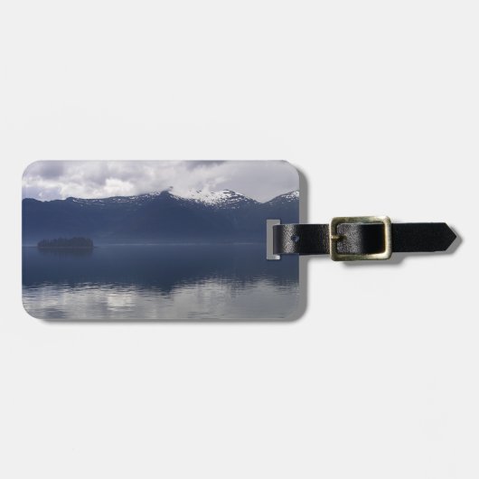 Étiquette À Bagage Misty Alaskan Sea dans les tons bleu (Devant horizontal)