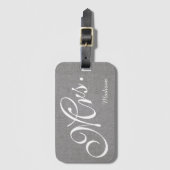Étiquette À Bagage Mme de toile Wedding de nouveaux mariés de blanc (Devant Vertical)
