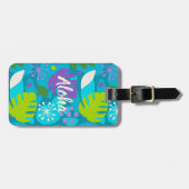 Étiquette À Bagage Mod Feuille Monstera Abstrait Hawaiien Tropical -T (Devant horizontal)