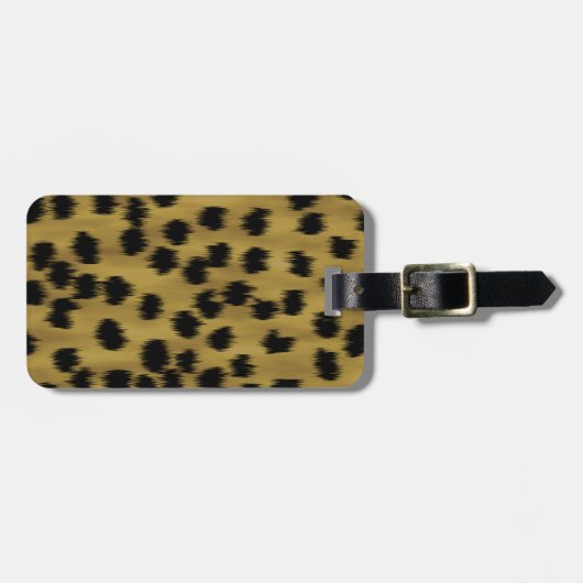 Étiquette À Bagage Modèle Brown noir et d'or d'impression de guépard (Devant horizontal)