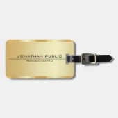 Étiquette À Bagage Modèle d'apparence métal métal métal en or Faux te (Devant horizontal)