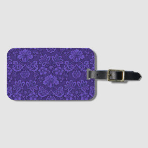 Étiquette À Bagage Modèle de Damas Vintage violet