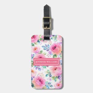 Étiquette À Bagage Modèle de nom personnalisé Floral Boho Lever de so