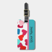 Étiquette À Bagage Modèle de numéro de bagage de coeur (Devant Vertical)