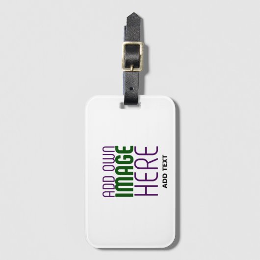 ÉTIQUETTE À BAGAGE MODÈLE DE TEXTE D'IMAGE BLANCHE SIMPLE MODERNE (Devant Vertical)