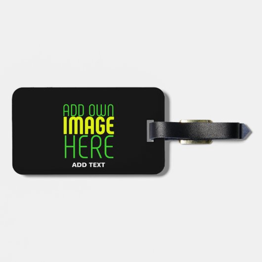 ÉTIQUETTE À BAGAGE MODÈLE DE TEXTE D'IMAGE NOIRE SIMPLE ET MODERNE (Dos horizontal)