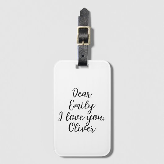 Étiquette À Bagage Modèle de texte Je t'aime (Devant Vertical)