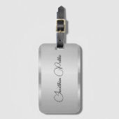 Étiquette À Bagage Modèle du nom du script de calligraphie Silver Loo (Devant Vertical)