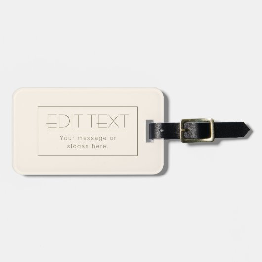 Étiquette À Bagage Modèle élégant et modifiable | Blanc cassé et Brow (Devant horizontal)
