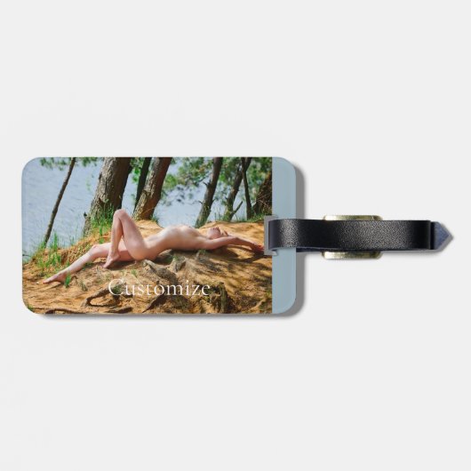 Étiquette À Bagage Modèle féminin bronzage Thunder_Cove (Dos horizontal)