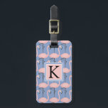Étiquette À Bagage Modèle Flamingo | Monogramme<br><div class="desc">Oiseaux |Modèle flamant bleu clair. © et ® Bigstock® - Tous droits réservés.</div>