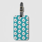 Étiquette À Bagage Modèle floral bleu turquoise (Devant Vertical)