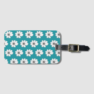 Étiquette À Bagage Modèle floral bleu turquoise