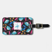 Étiquette À Bagage Modèle floral d'art folklorique monogramme (Devant horizontal)