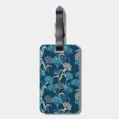 Étiquette À Bagage Modèle Floral Hydrangea stylisé - Bleu élégant (Dos Vertical)