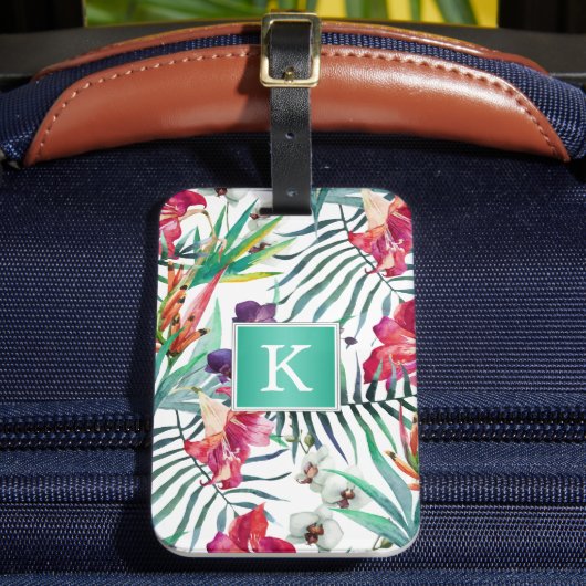 Étiquette À Bagage Modèle floral tropical exotique avec n'importe que (Insitu Rectoal 2)