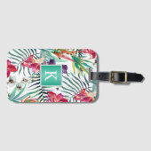 Étiquette À Bagage Modèle floral tropical exotique avec n'importe que (Devant Horizontal)