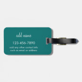 Étiquette À Bagage Modèle Floral Turquoise tendance avec Monogramme p (Dos horizontal)