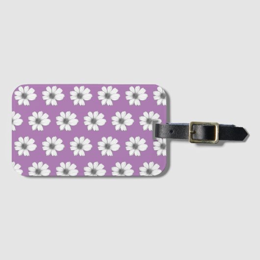 Étiquette À Bagage Modèle floral violet (Devant Horizontal)