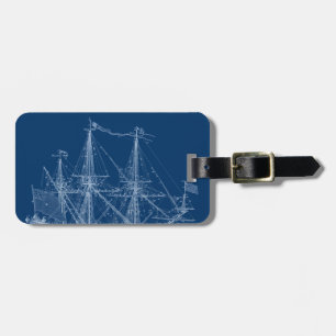 Étiquette À Bagage Modèle grand bleu de bateau de navigation