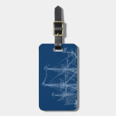 Étiquette À Bagage Modèle grand bleu de bateau de navigation (Devant Vertical)