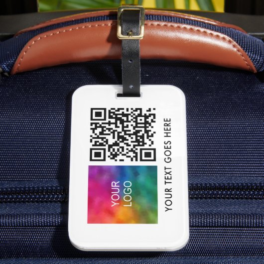 Étiquette À Bagage Modèle Logo d'entreprise QR Code Nom Texte Code-ba (Insitu Rectoal 2)