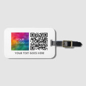 Étiquette À Bagage Modèle Logo d'entreprise QR Code Nom Texte Code-ba (Devant Horizontal)