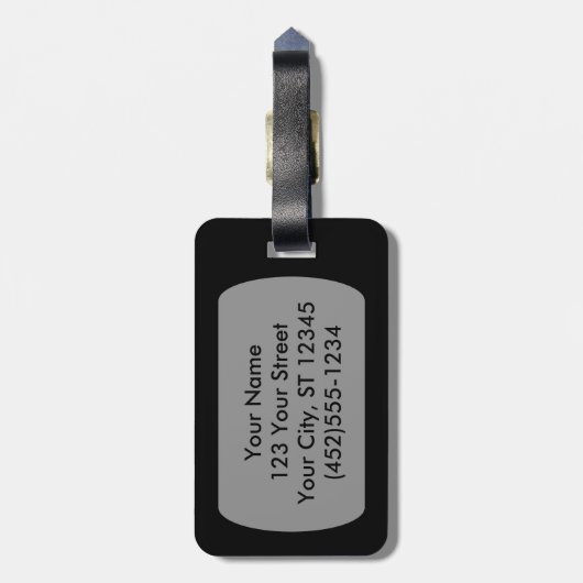 Étiquette À Bagage Modèle noir (Dos Vertical)