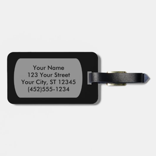 Étiquette À Bagage Modèle noir (Dos horizontal)