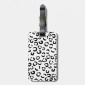 Étiquette À Bagage Modèle noir et blanc d'empreinte de léopard (Dos Vertical)