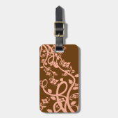 Étiquette À Bagage Modèle Peach Brown Filigree Flowers (Devant Vertical)