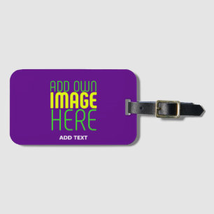 ÉTIQUETTE À BAGAGE MODÈLE TEXTE D'IMAGE INDIGO SIMPLE MODERNE