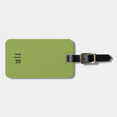 Étiquette À Bagage Modérée Lime Vert Et Noir I Monogramme Moderne (Devant horizontal)